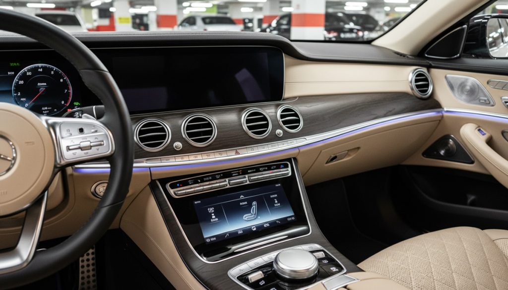 car interior with screens and buttons

