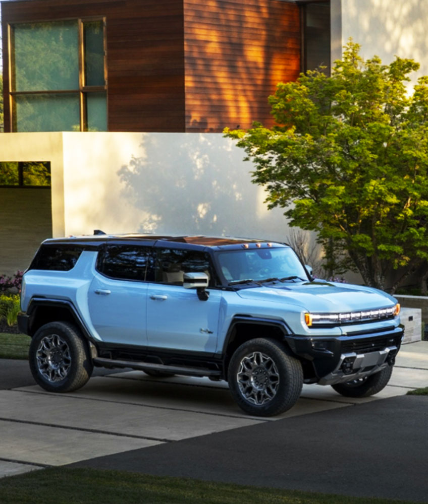 Hummer EV parked in driveway 